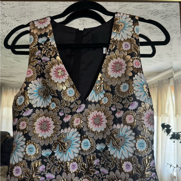 J. Crew Collection Metallic Floral Dress - Black, Blue, Pink, Gold - Picture 4 of 14